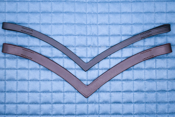 Plain Leather Browband with Backing - Deep V Shape